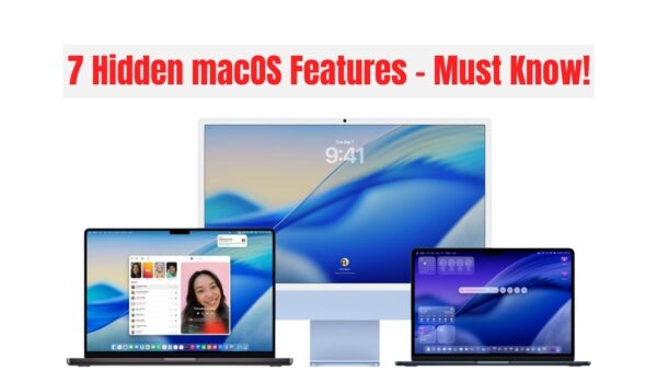 Three Apple devices showcasing different screens illustrate 7 hidden macOS features every MacBook user must know for better productivity.