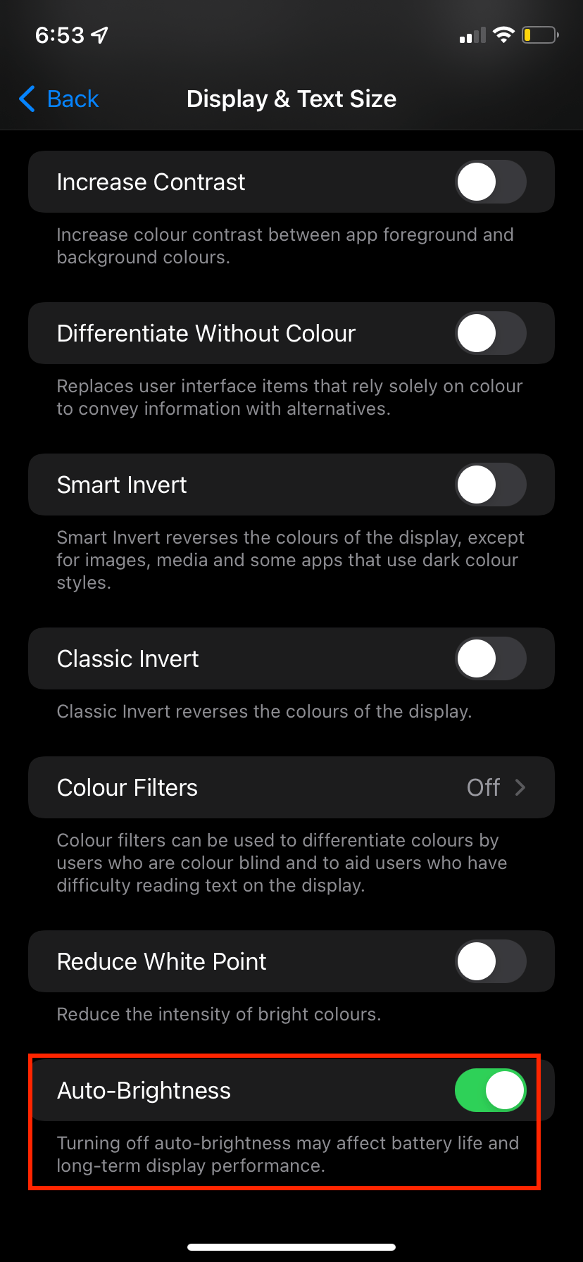 11 Hidden iPhone Settings to Boost Battery Life 4 autobrightness 2