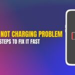 Graphic showing an iPhone with an empty battery icon and lightning bolt, illustrating “iPhone Not Charging Problem: 9 Quick Steps to Fix It Fast.”