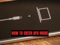 iPhone screen showing a cable and computer icon, indicating instructions for how to enter DFU mode on iPhone for system recovery.