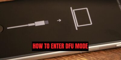 iPhone screen showing a cable and computer icon, indicating instructions for how to enter DFU mode on iPhone for system recovery.