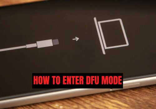 iPhone screen showing a cable and computer icon, indicating instructions for how to enter DFU mode on iPhone for system recovery.