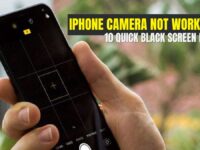 A person holding an iPhone with the camera app open showing a black screen, illustrating the issue in “iPhone Camera Not Working? 10 Quick Black Screen Fixes.”