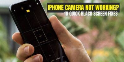 A person holding an iPhone with the camera app open showing a black screen, illustrating the issue in “iPhone Camera Not Working? 10 Quick Black Screen Fixes.”
