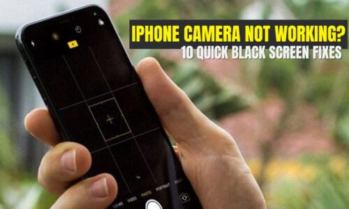 A person holding an iPhone with the camera app open showing a black screen, illustrating the issue in “iPhone Camera Not Working? 10 Quick Black Screen Fixes.”