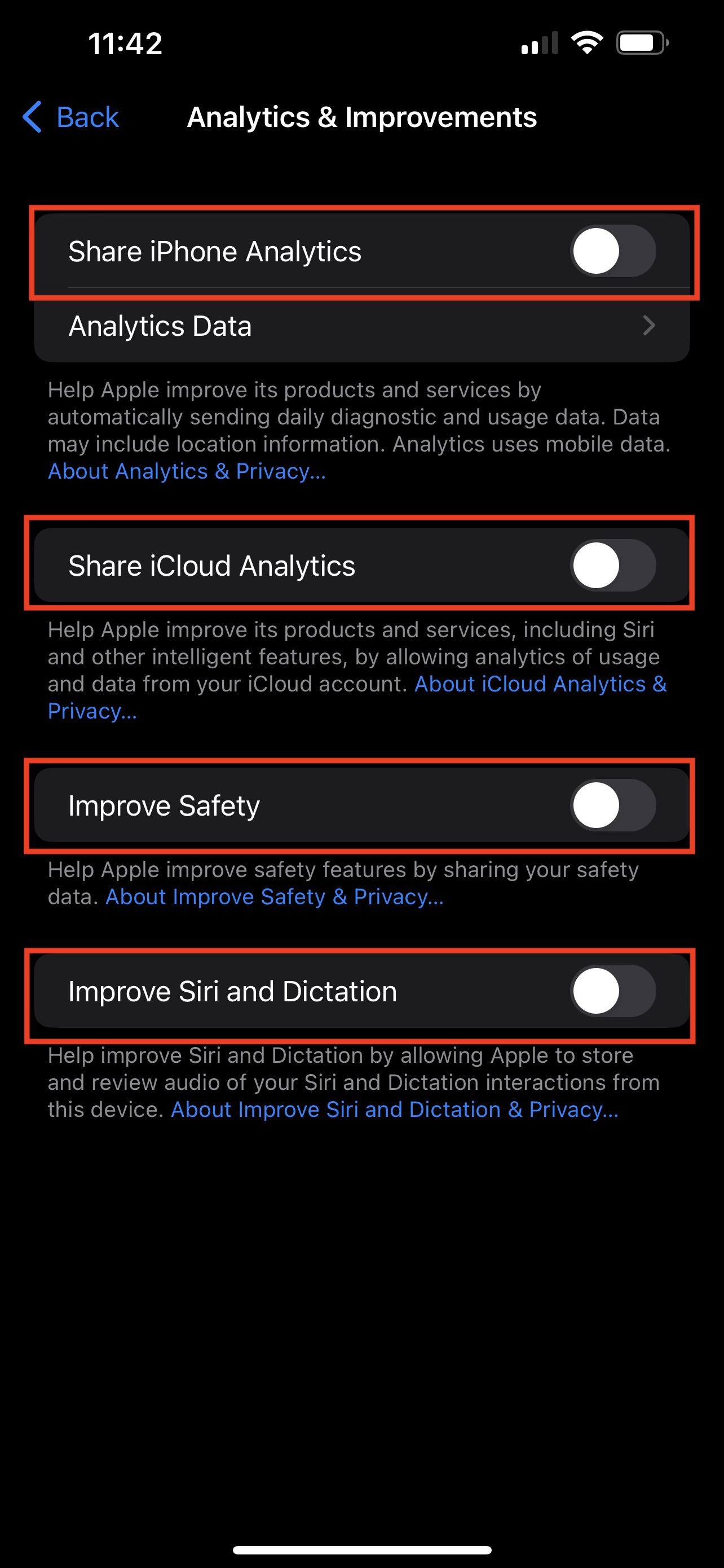 9 Essential iPhone Settings To Turn Off For Data Privacy 5 iphone analytics 1