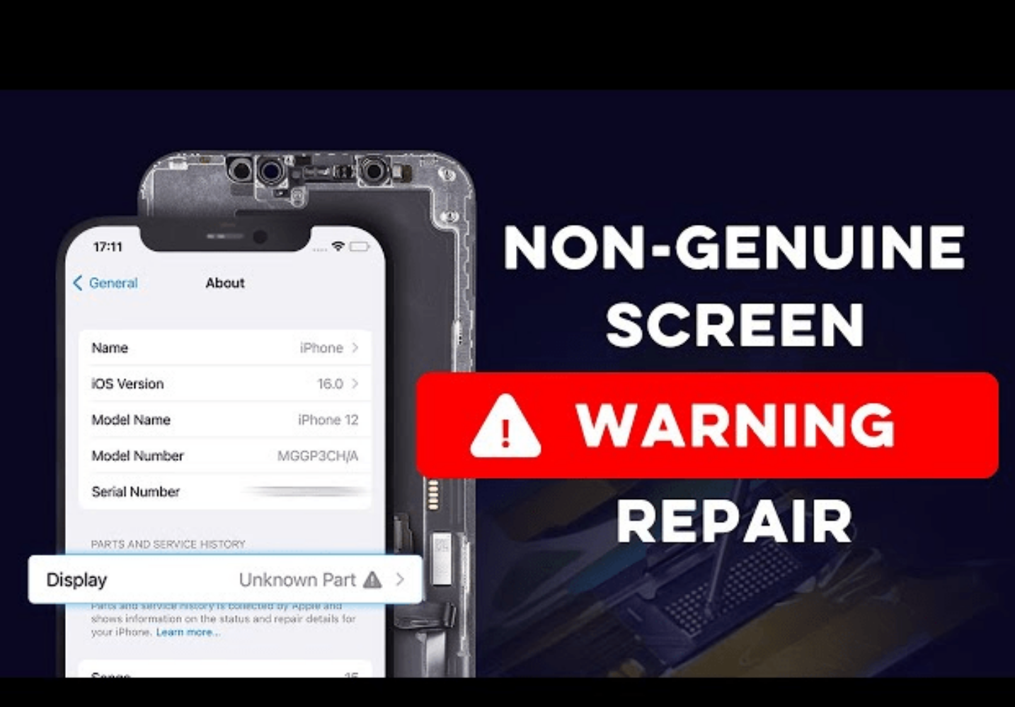 non-genuice screen warning repair