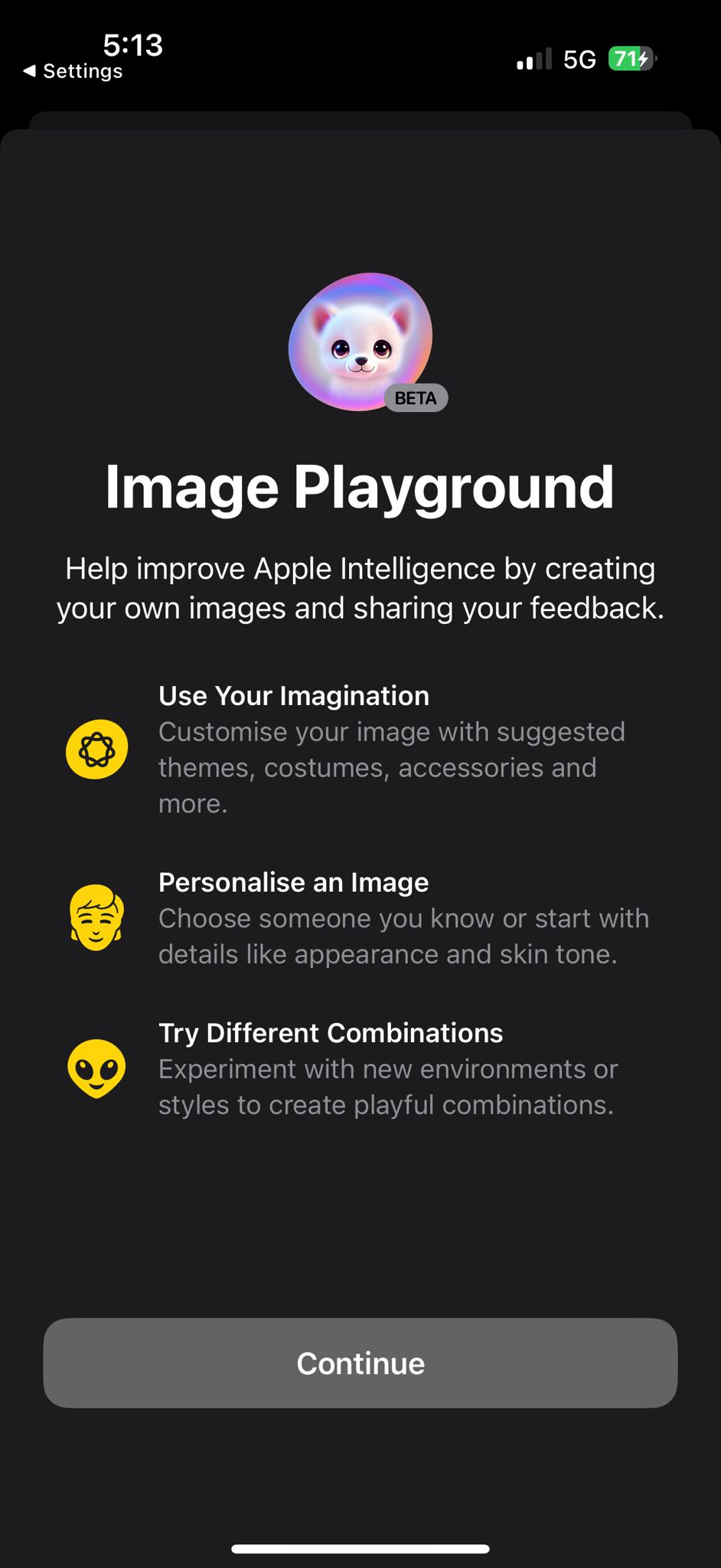 Beyond the Hype: iOS 18.4's Subtle and Meaningful Upgrades 3 iPhone screen showing the Image Playground beta with options to customise, personalise, and combine images using Apple Intelligence.