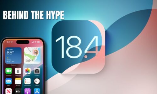 Featured graphic showing an iPhone screen with iOS 18.4 logo and the phrase "Behind the Hype" on a gradient background.