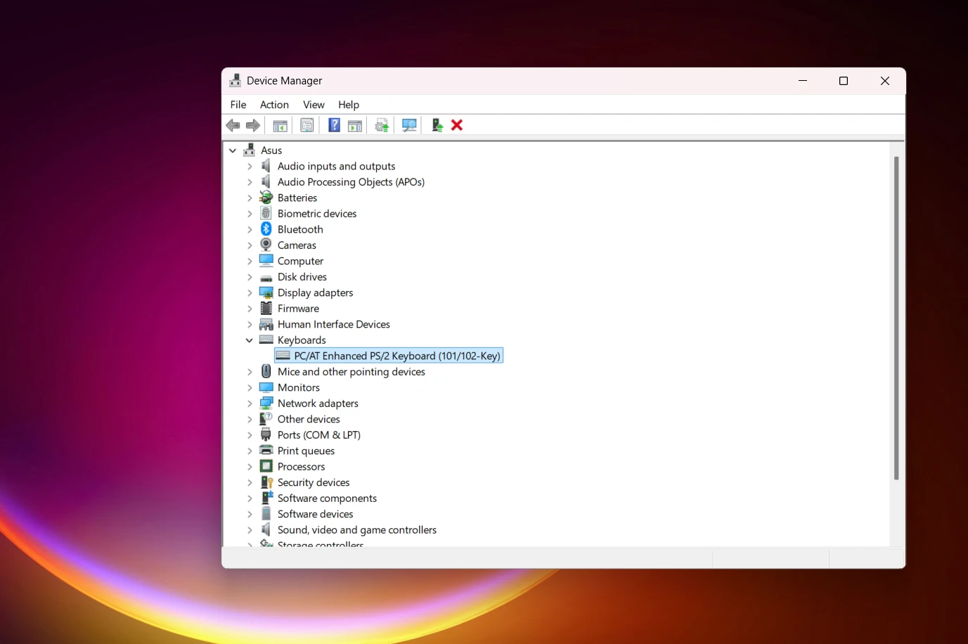 How To Fix Microsoft Surface Keyboard That Isn't Working? 5 Windows Device Manager window showing the keyboard device selected, illustrating the process of reinstalling Microsoft Surface keyboard drivers.